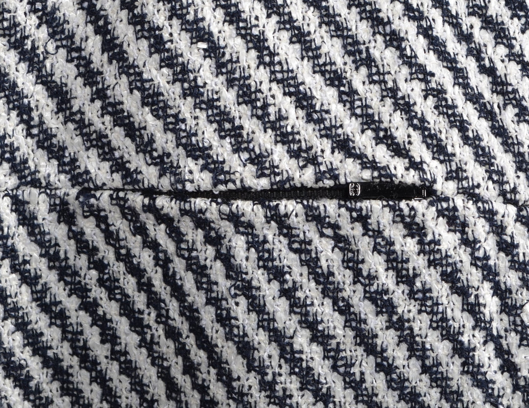 Chanel Coat Mantel White Blue Cotton Nylon Wool Size 48