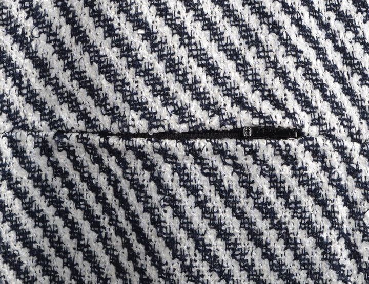 Chanel Coat Mantel White Blue Cotton Nylon Wool Size 48