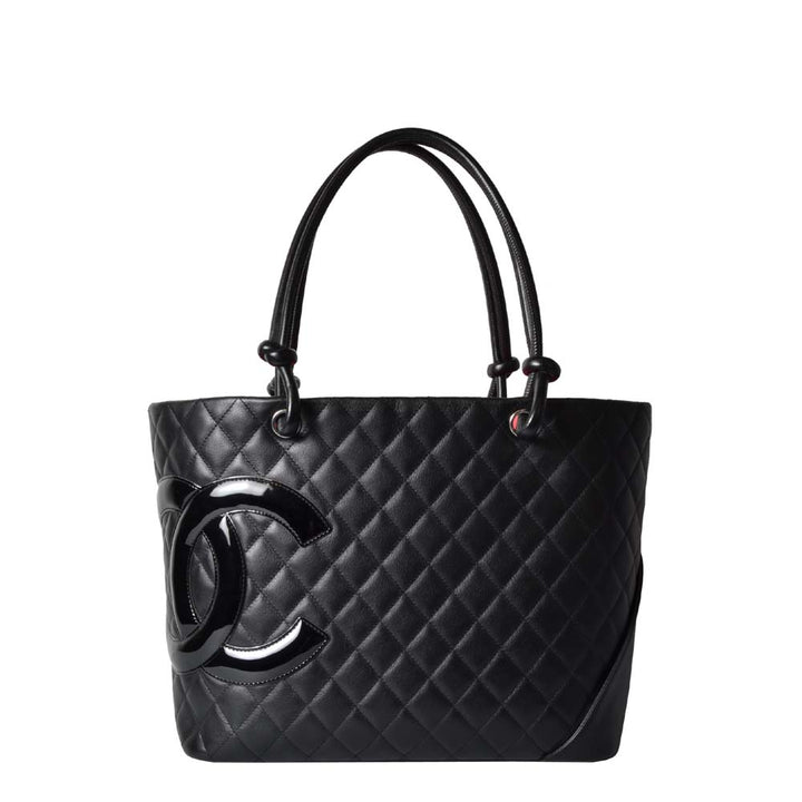 Chanel Shopper gestepptes quilted Leder leather black Schwarz CC Logo vorne innen Pink lining