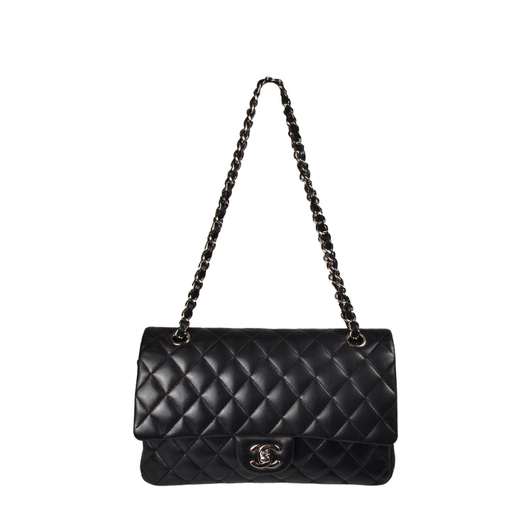 Chanel Timeless Double Flap Leder Schwarz Hardware Silber