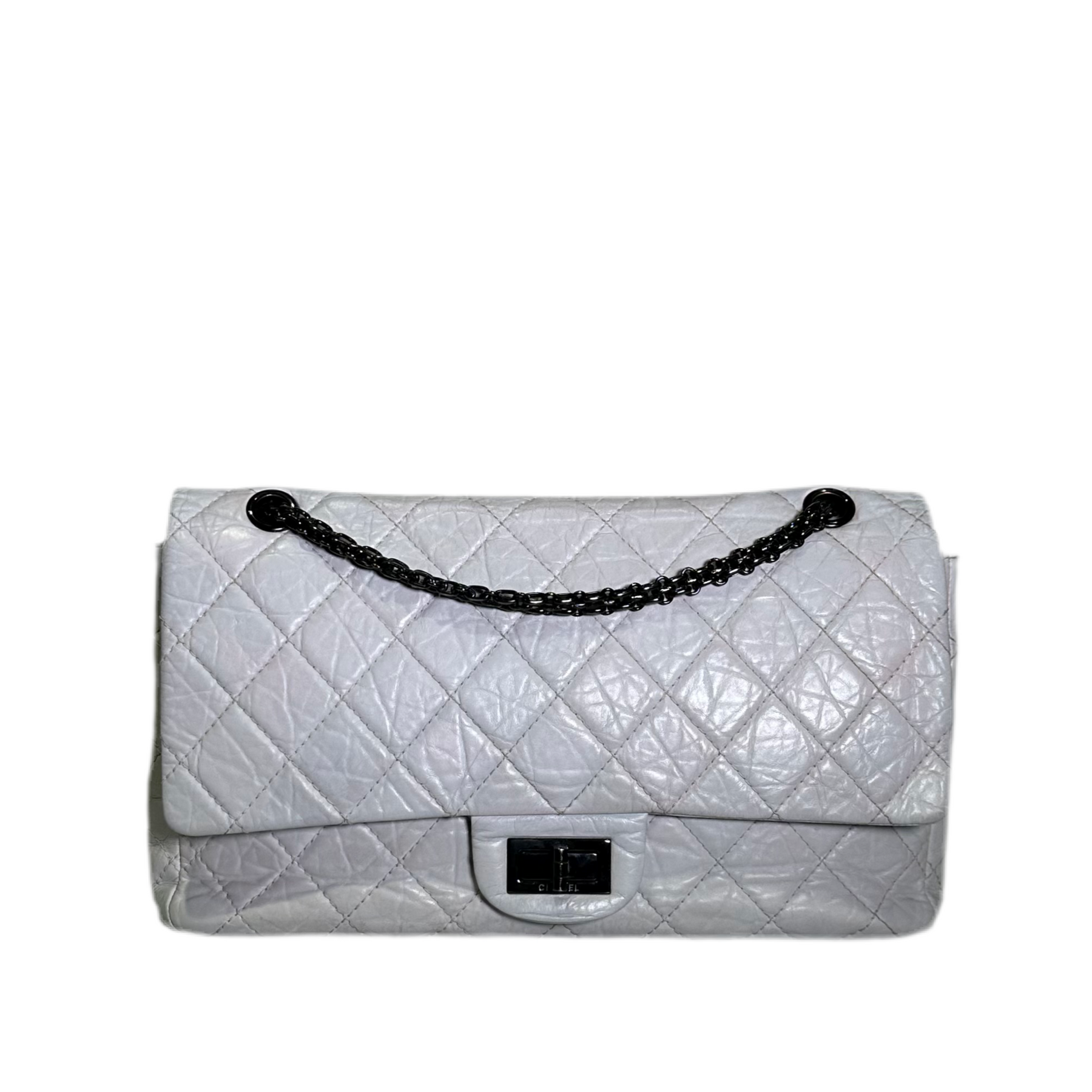 Chanel Tasche Hellgrau Leder Vintage Hardware Schwarz – ewa lagan