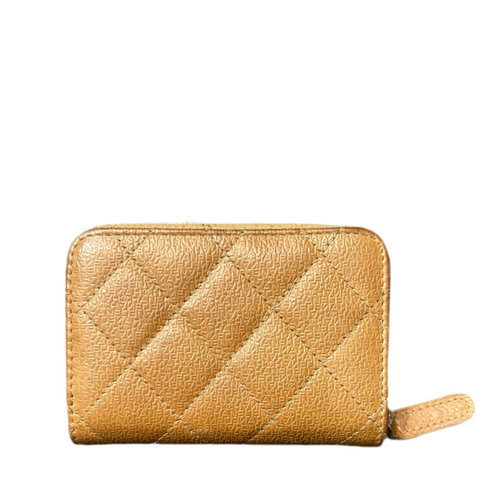 Chanel Geldbörse Timeless Zipped Around Coin Leder Chanel Logo Cognac Hardware Gold