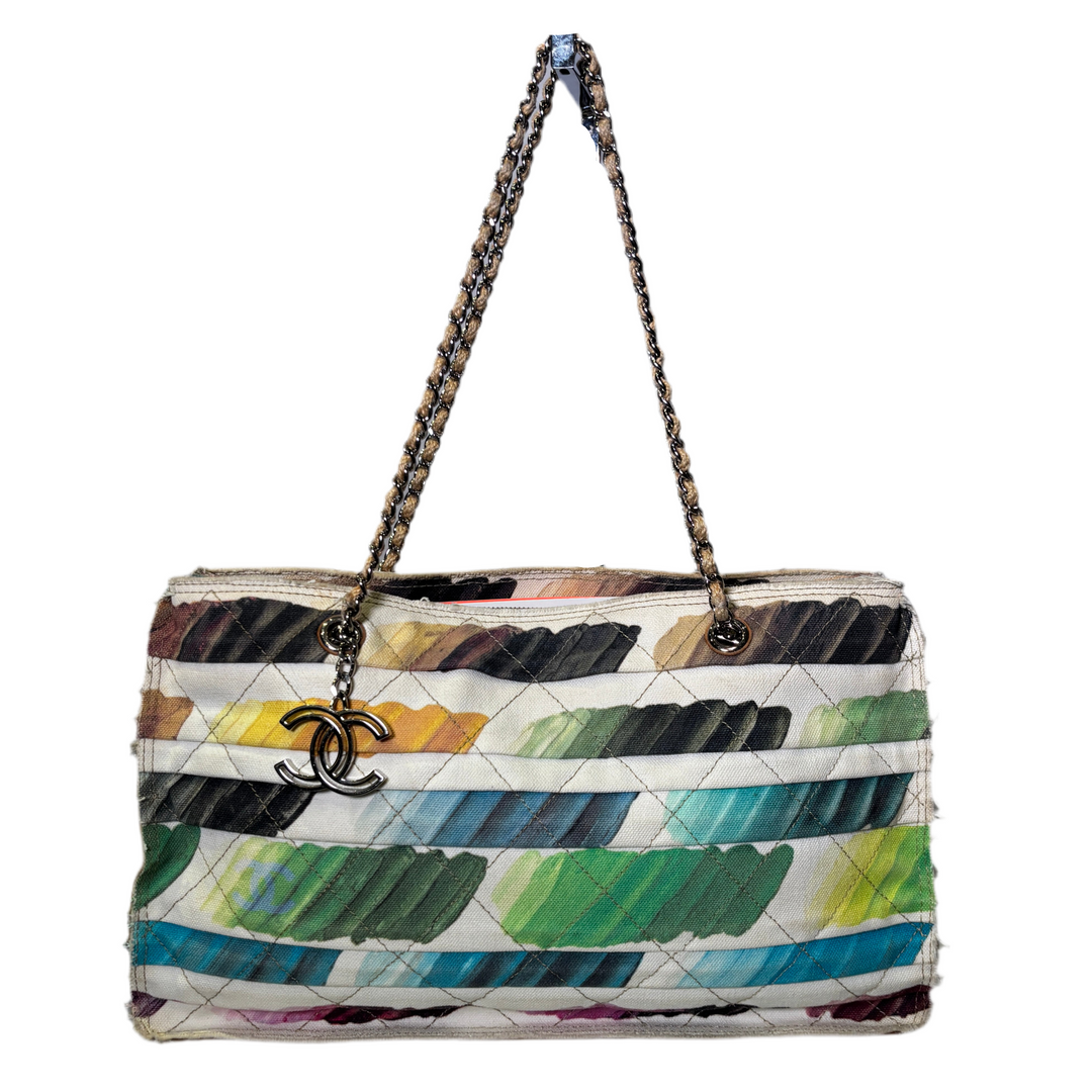 Chanel Tasche Canvas Leder Colorama Multicolor Hardware Silber ewa lagan secondhand frankfurt