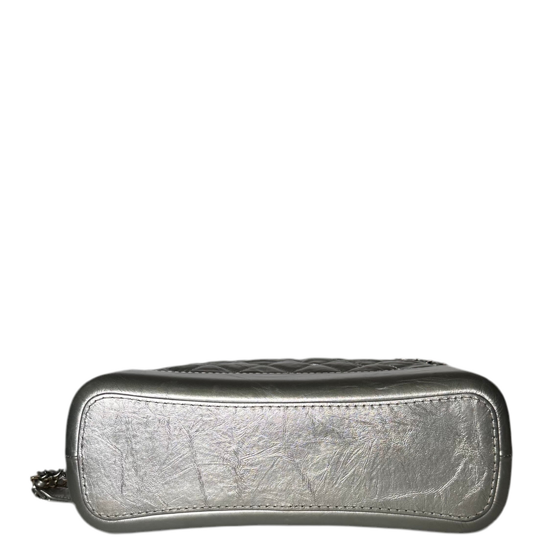 Chanel Tasche Gabrielle Vintage  Nappa Leder Silber Hardware Silber Gold Boden ewa lagan secondhand frankfurt