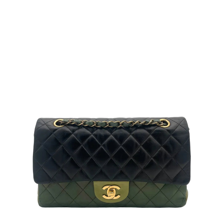Chanel Timeless Double Flap 11.12 Tricolor Grün Braun Hardware Gold eloxiert Ewa lagan secondhand Frankfurt 