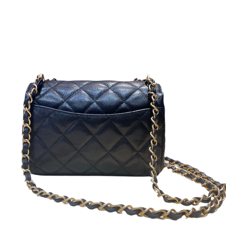 Chanel Classic Rectangular Mini Schwarz Leder Caviar Hardware Gold matt