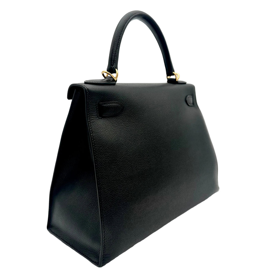 Hermes Kelly 28 Sellier Epsom schwarz Hardware Gold