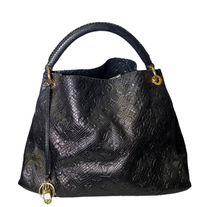 Louis Vuitton Artsy Python Leder geprägt LV Monogram HW Gold mit Schlüsselanhänger Logo Gold