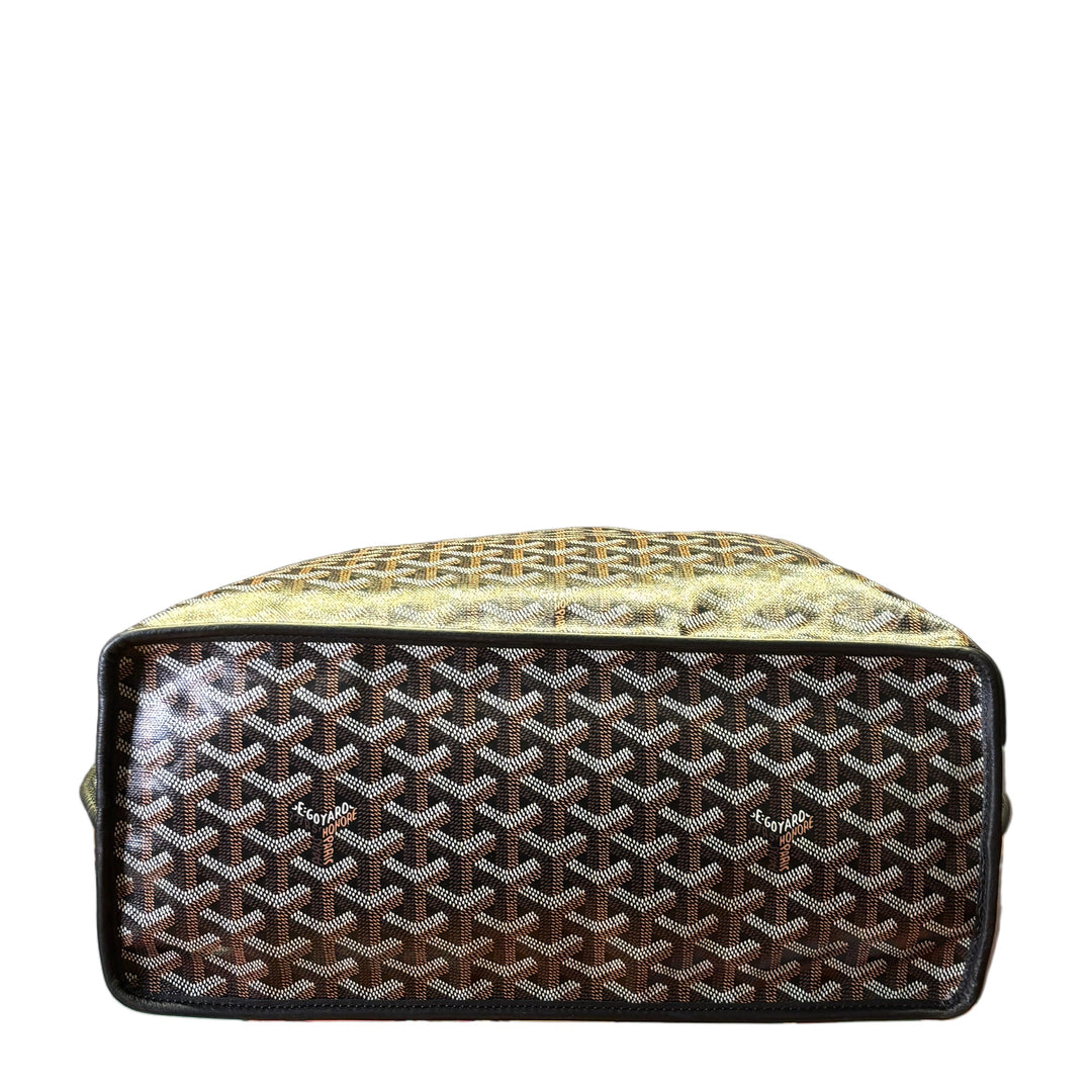 Goyard Tasche Anjou Reversible PM / Pochette Canvas Schwarz Braun Creme Honore Paris / Leder Schwarz