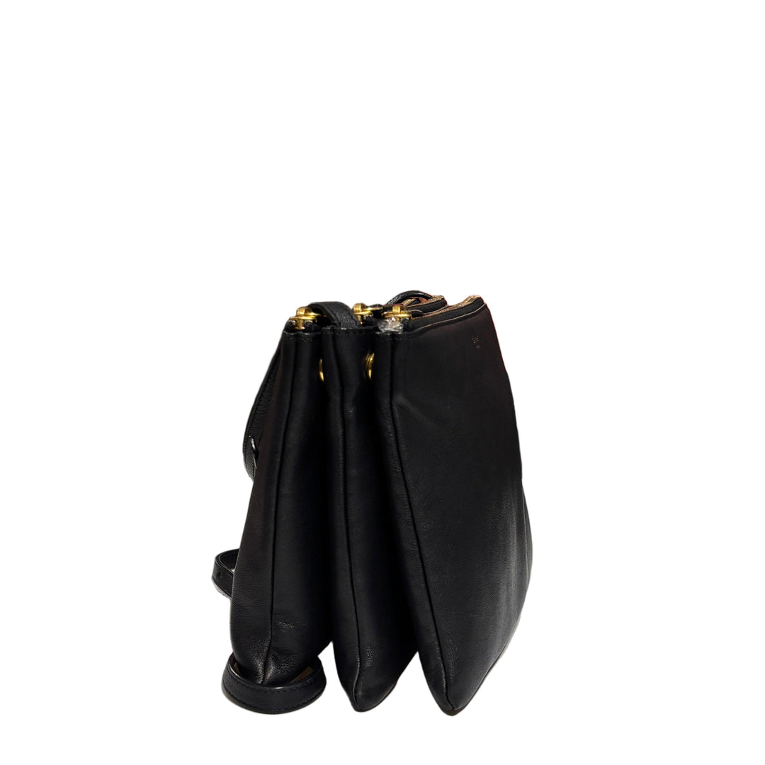 Celine Trio Tasche Leder Schwarz Hardware Gold