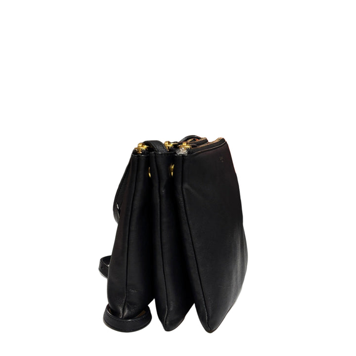 Celine Trio Tasche Leder Schwarz Hardware Gold