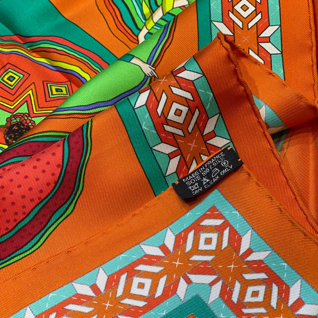 Hermes Carre Belles du Mexique  Orange  Seide 90 x 90 cm