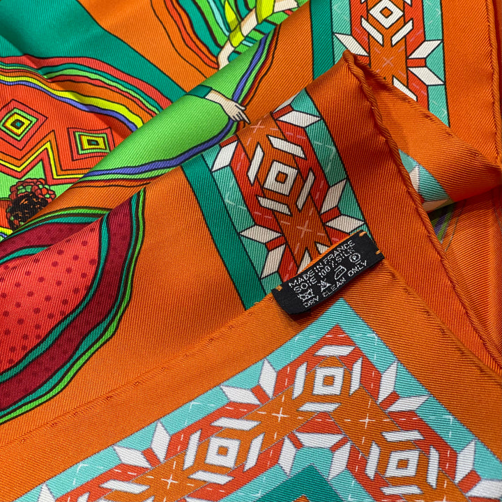 Hermes Carre Belles du Mexique  Orange  Seide 90 x 90 cm