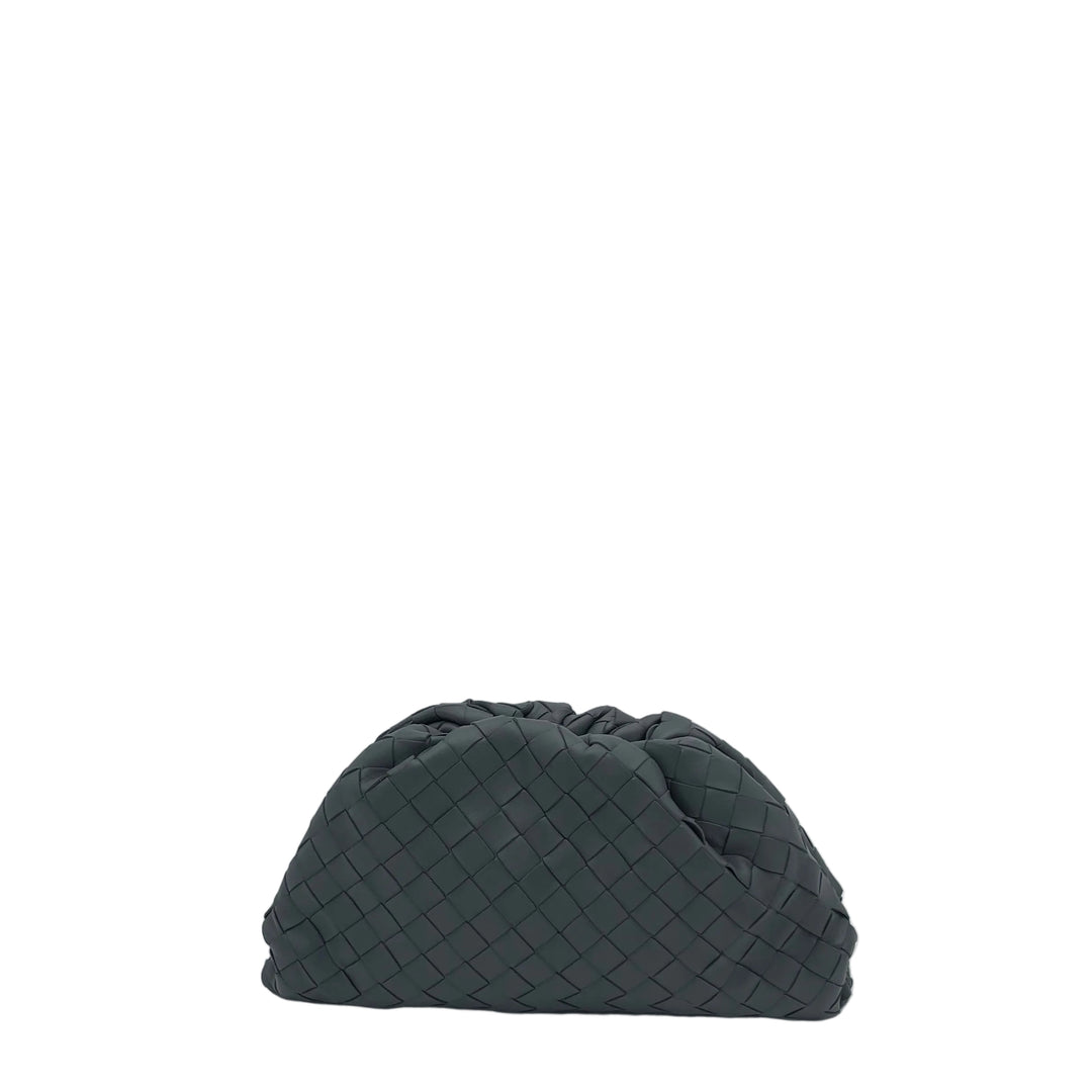 Bottega Veneta Pouch Small Leder Intrecciato Grau