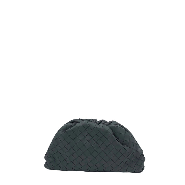 Bottega Veneta Pouch Small Leder Intrecciato Grau