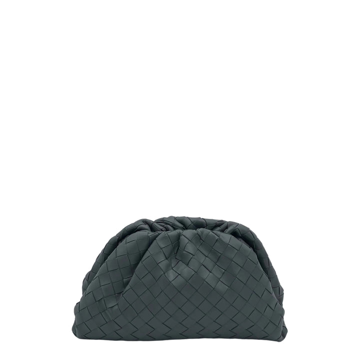 Bottega Veneta Pouch Small Leder Intrecciato Grau