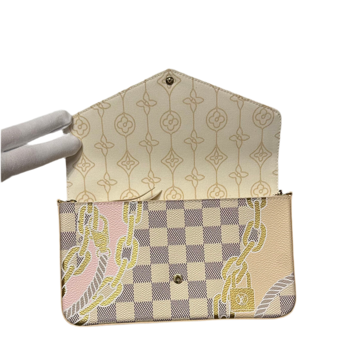 Louis Vuitton Pochette Felicie Damier Azur Limited Edition Rosa Gold Hardware Gold