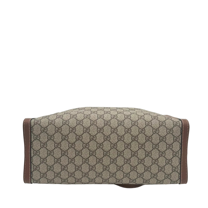 Gucci Tasche Padlock Medium Shoulder Bag Canvas Monogram Leder Cognac Schultergurt mit Goldkettendetail
