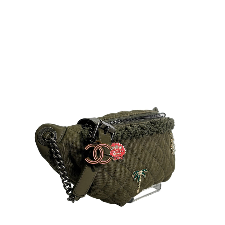 Chanel Hip Gürteltasche Coco Paris-Cuba Charmes Bag Canvas Leder Khaki