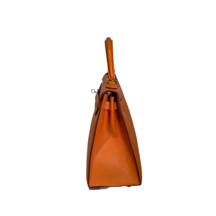 Hermes Kelly 28 Sellier Epsom Leder Apricot Palladium