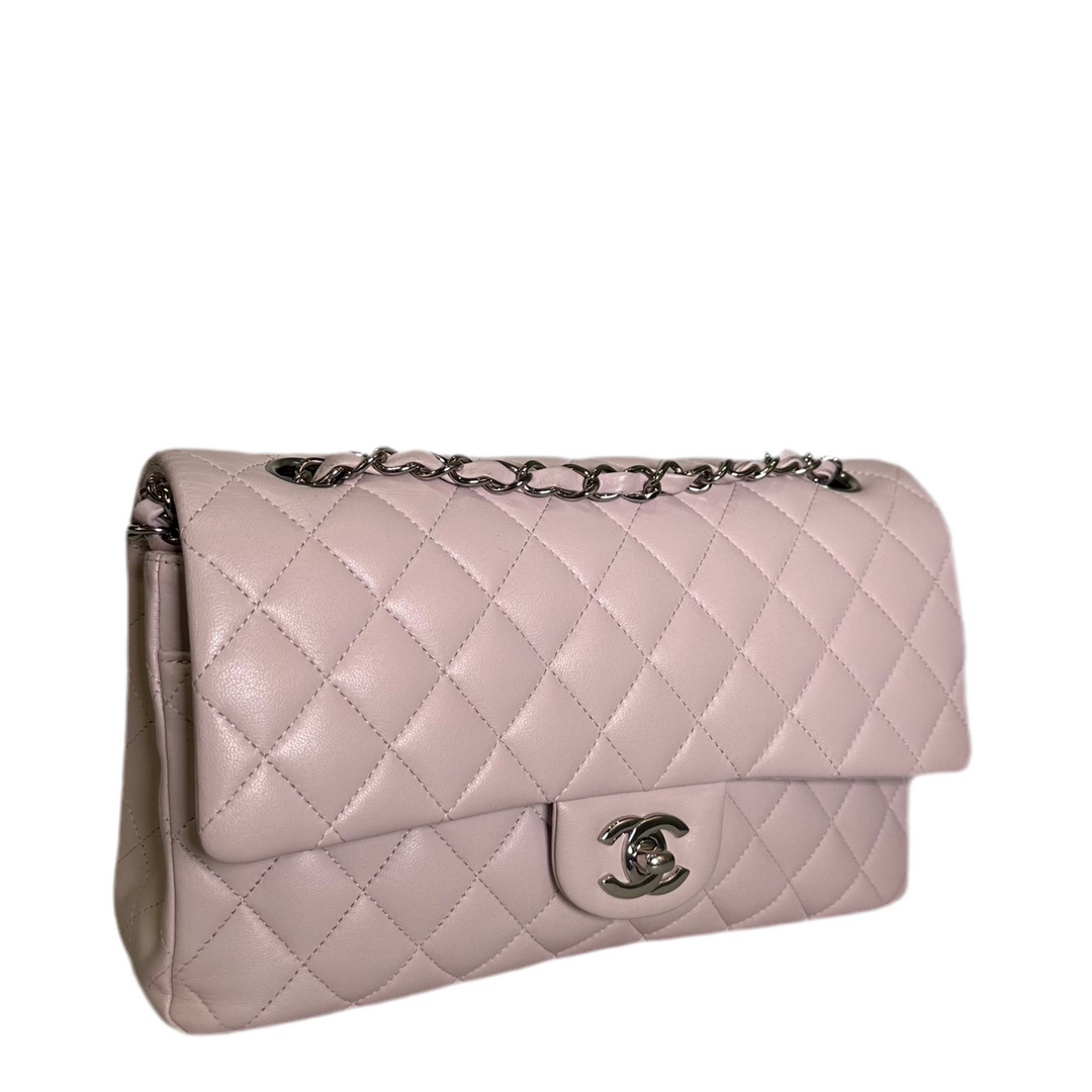 Chanel Tasche Timeless Medium 11.12 Nappaleder Zartrosa Gesteppt Hardware Silber