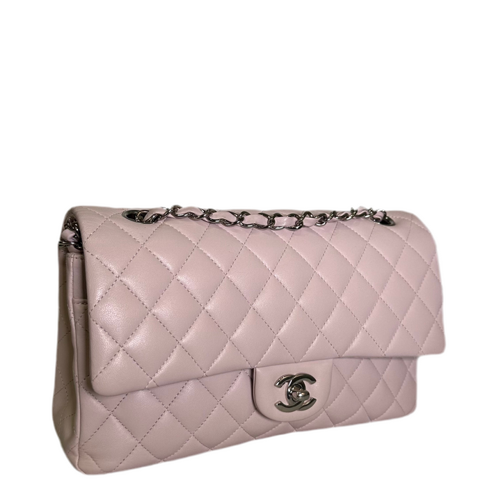 Chanel Tasche Timeless Medium 11.12 Nappaleder Zartrosa Gesteppt Hardware Silber