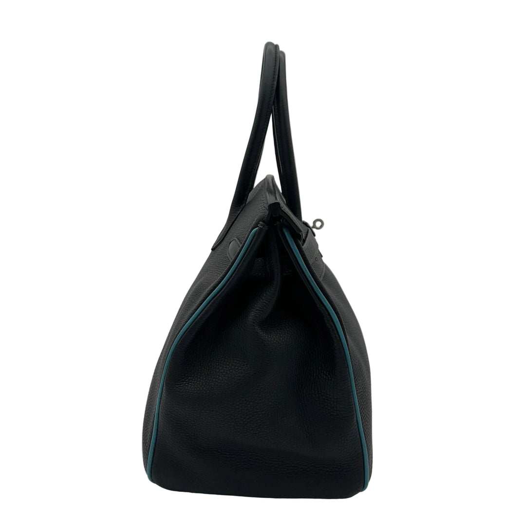 Hermes Bikin 35 Retourne Togo Leder Bleu Indigo Innen und Kanten Bleu Jean Hardware Palladium