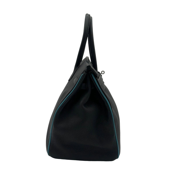 Hermes Bikin 35 Retourne Togo Leder Bleu Indigo Innen und Kanten Bleu Jean Hardware Palladium