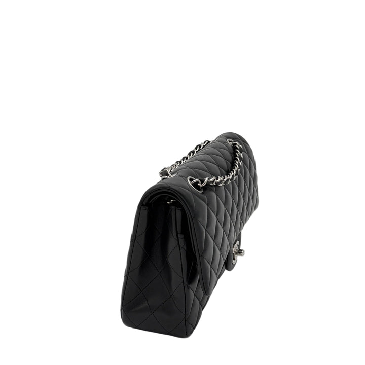 Chanel Tasche Timeless Double Flap Medium Nappa Leder Schwarz Hardware Silber