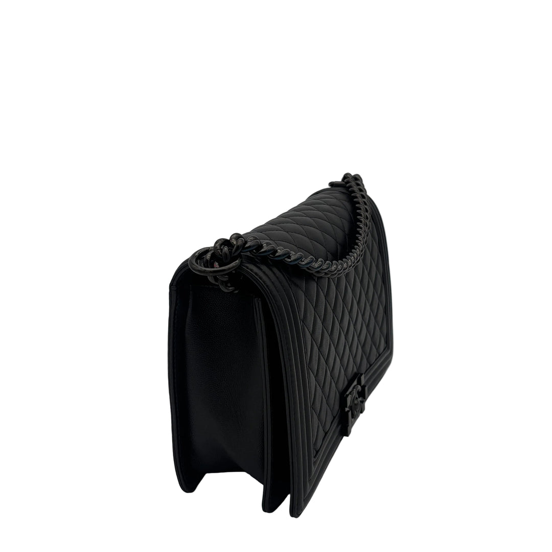 Chanel Tasche Boy So Black Limited Edition Nappaleder Schwarz Hardware Schwarz