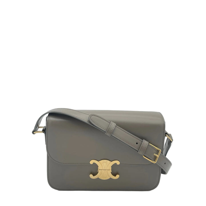 Celine Tasche Classic Triumph Nappa Leder Pebble Logo Gold mit Schultergurt