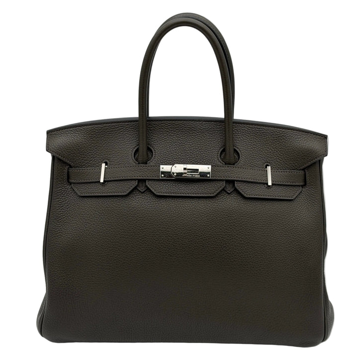 Hermes Birkin 35 Clemence Leder
Vert Bronze HW Palladium N= 2010