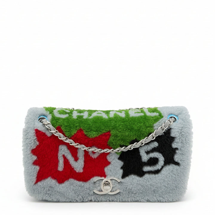 Chanel Tasche Patchwork No.5 Comic Sherling Single Flap Leder Lammfell Hardware Silber