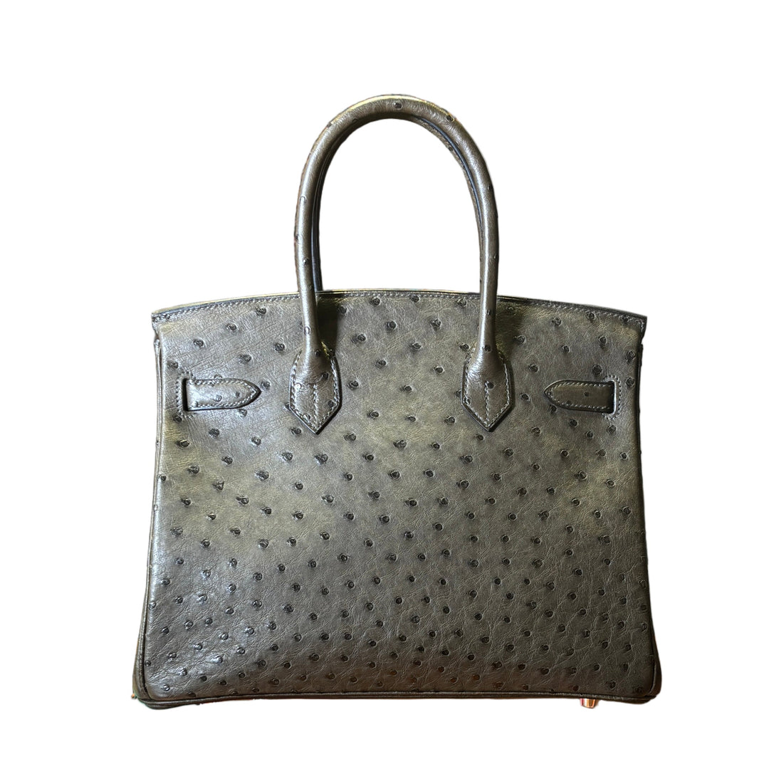 Hermes Birkin 30 Straußenleder Vert Olive Hardware Palladium