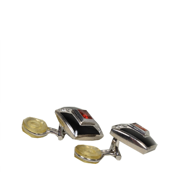 Earclips White Gold / Weißgold Onyx Diamond Diamant / Rubin