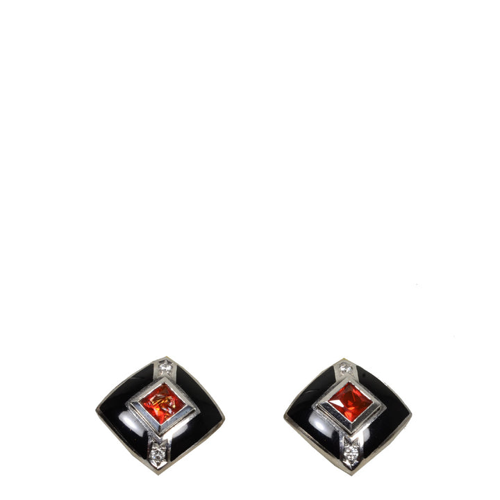 Earclips White Gold / Weißgold Onyx Diamond Diamant / Rubin
