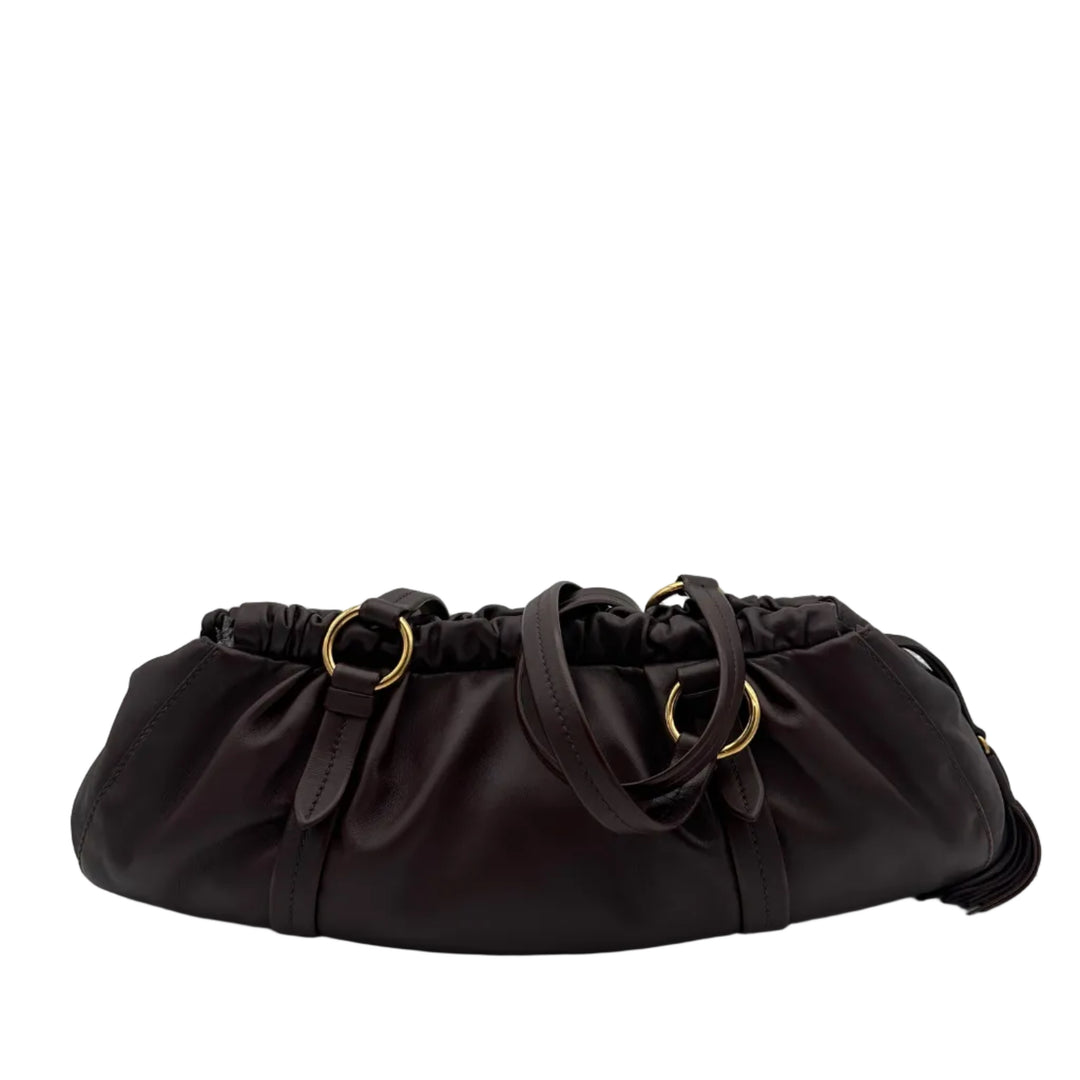 Miu Miu Tasche Joie Nappaleder Braun Tabak Logo Hardware Gold