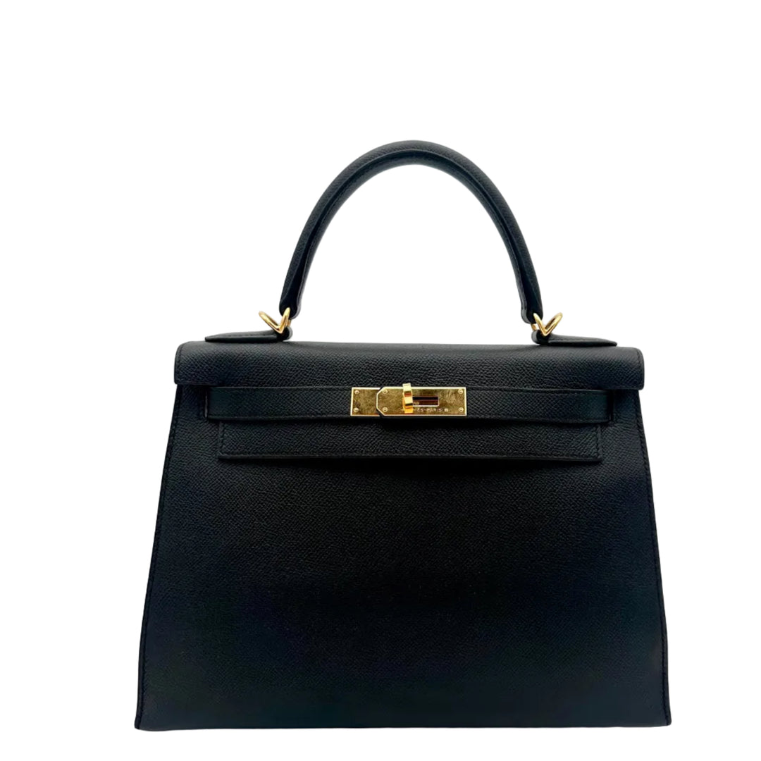 Hermes Kelly 28 Sellier Epsom schwarz Hardware Gold