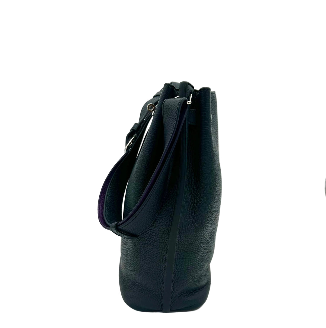 Hermes So Kelly 22 Leder Verso Clemence L Bleu Obscur/ Ultraviolet Hardware Palladium