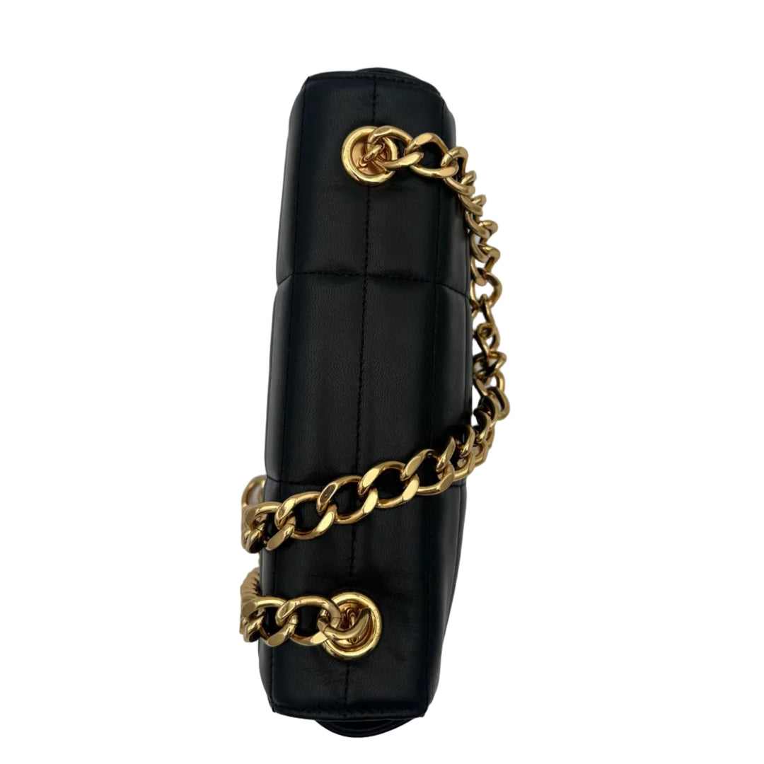 Celine Tasche Matelasse Monochrome Leder Schwarz Crossbody Celine Hardware Gold