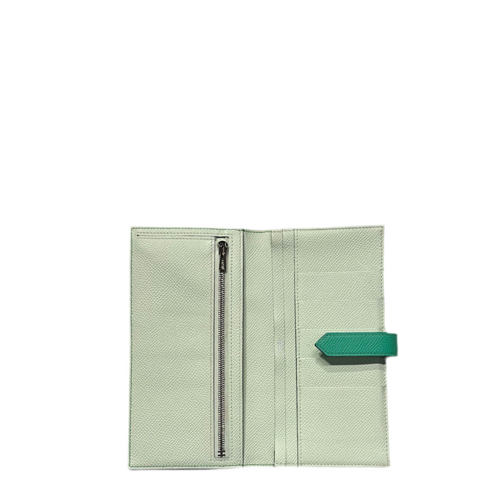 Hermes Geldbörse Bearn Soufflet Epsom Palladium Verso Vert Comics Vert Frizz