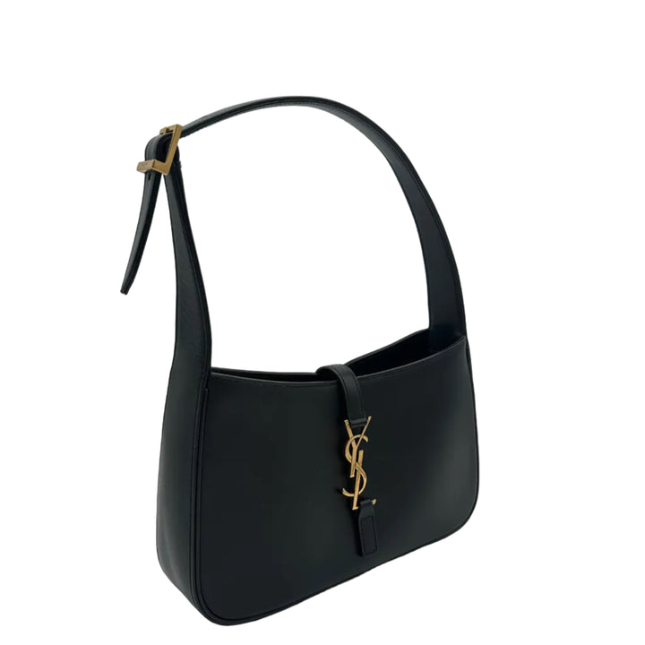Saint Laurent Tasche Hobo Go Le 5 a 7 Leder Schwarz Hardware Gold