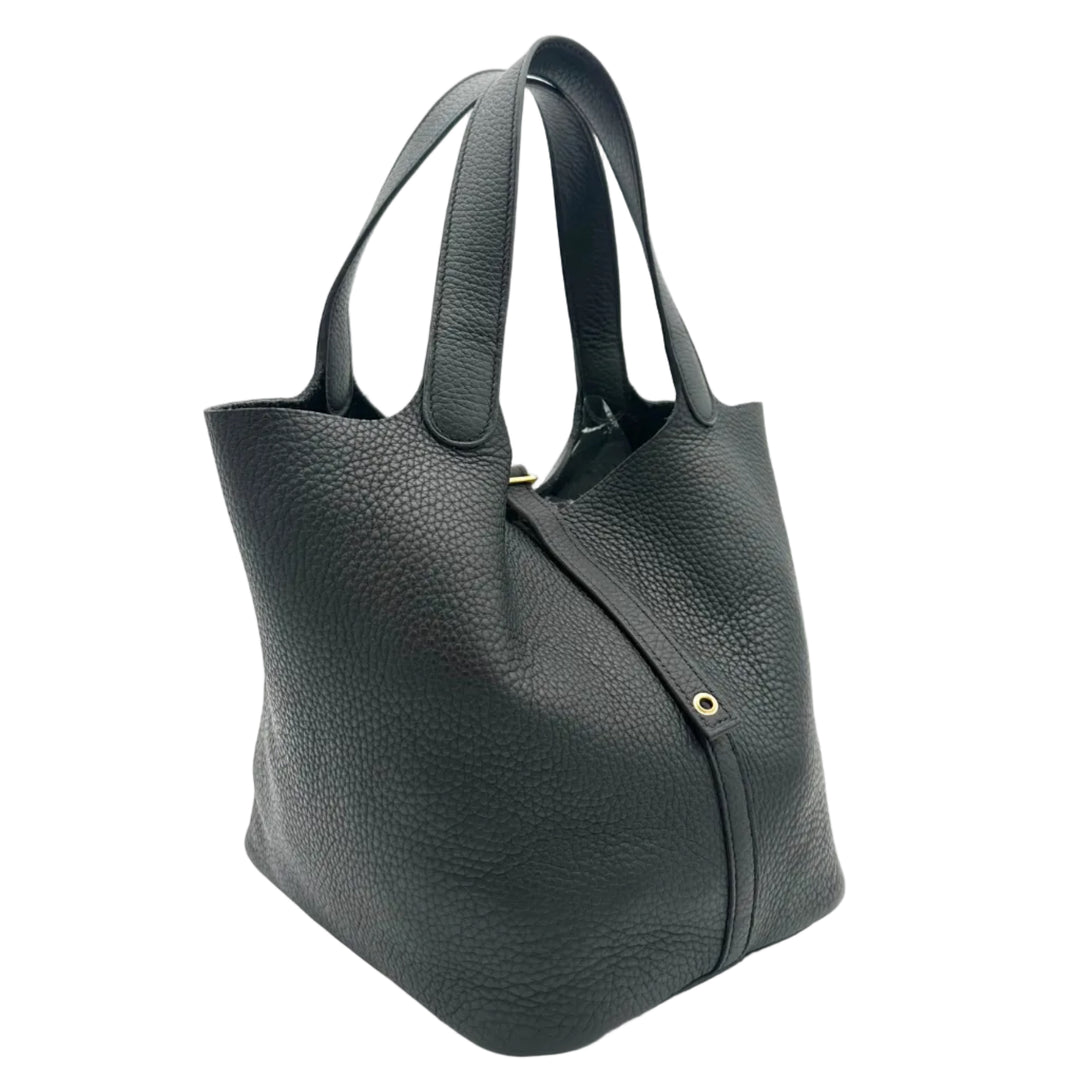 Hermes Picotin 22 Clemence Leder Schwarz Hardware Gold