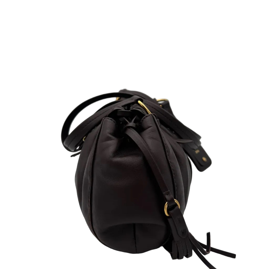 Miu Miu Tasche Joie Nappaleder Braun Tabak Logo Hardware Gold