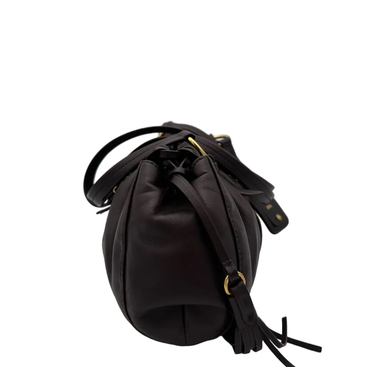 Miu Miu Tasche Joie Nappaleder Braun Tabak Logo Hardware Gold