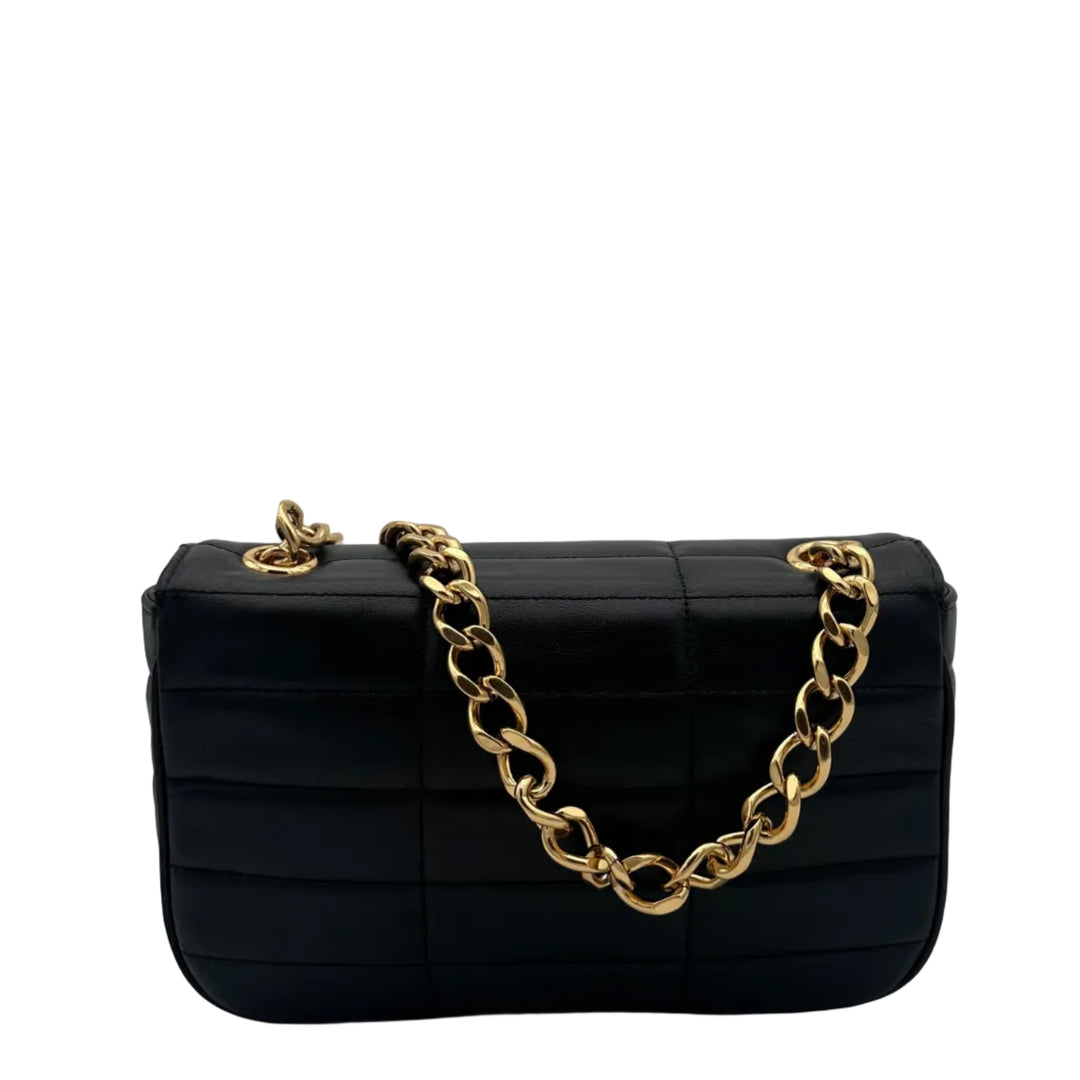 Celine Tasche Matelasse Monochrome Leder Schwarz Crossbody Celine Hardware Gold