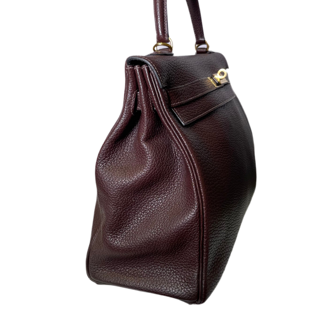 Hermes Kelly 35 Retourne Fjord Leder Braun Hardware Gold