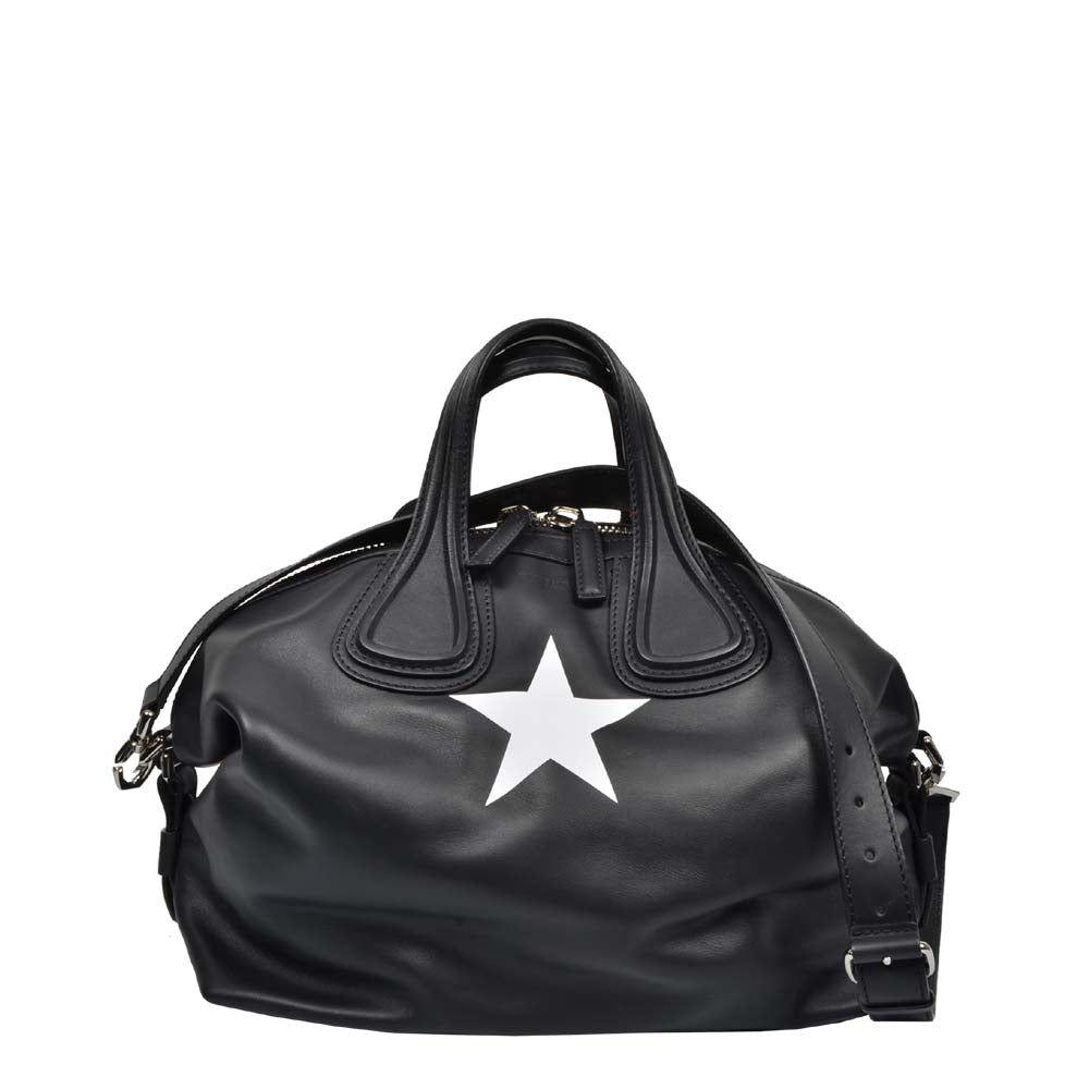 Givenchy Bowling Bag Nightingale Star Leder Schwarz Hardware Silber