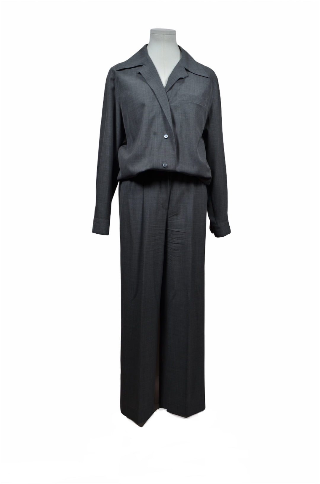 Hermes Anzug Bluse & Hose Schurwolle Grau Gr. 38