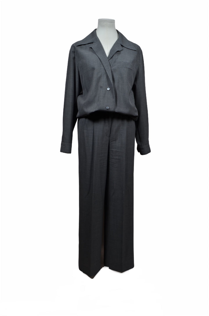 Hermes Anzug Bluse & Hose Schurwolle Grau Gr. 38